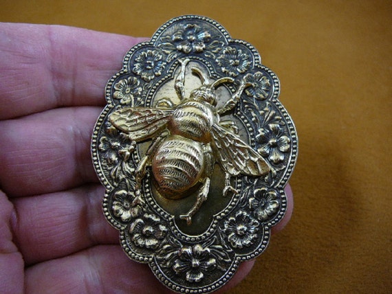 Large Striped Bee Bumble Bees Insect Bug on Oval Flower Trimmed