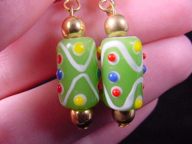 Lime Green With White Icing and Blue Red Yellow Polka Dot Dots