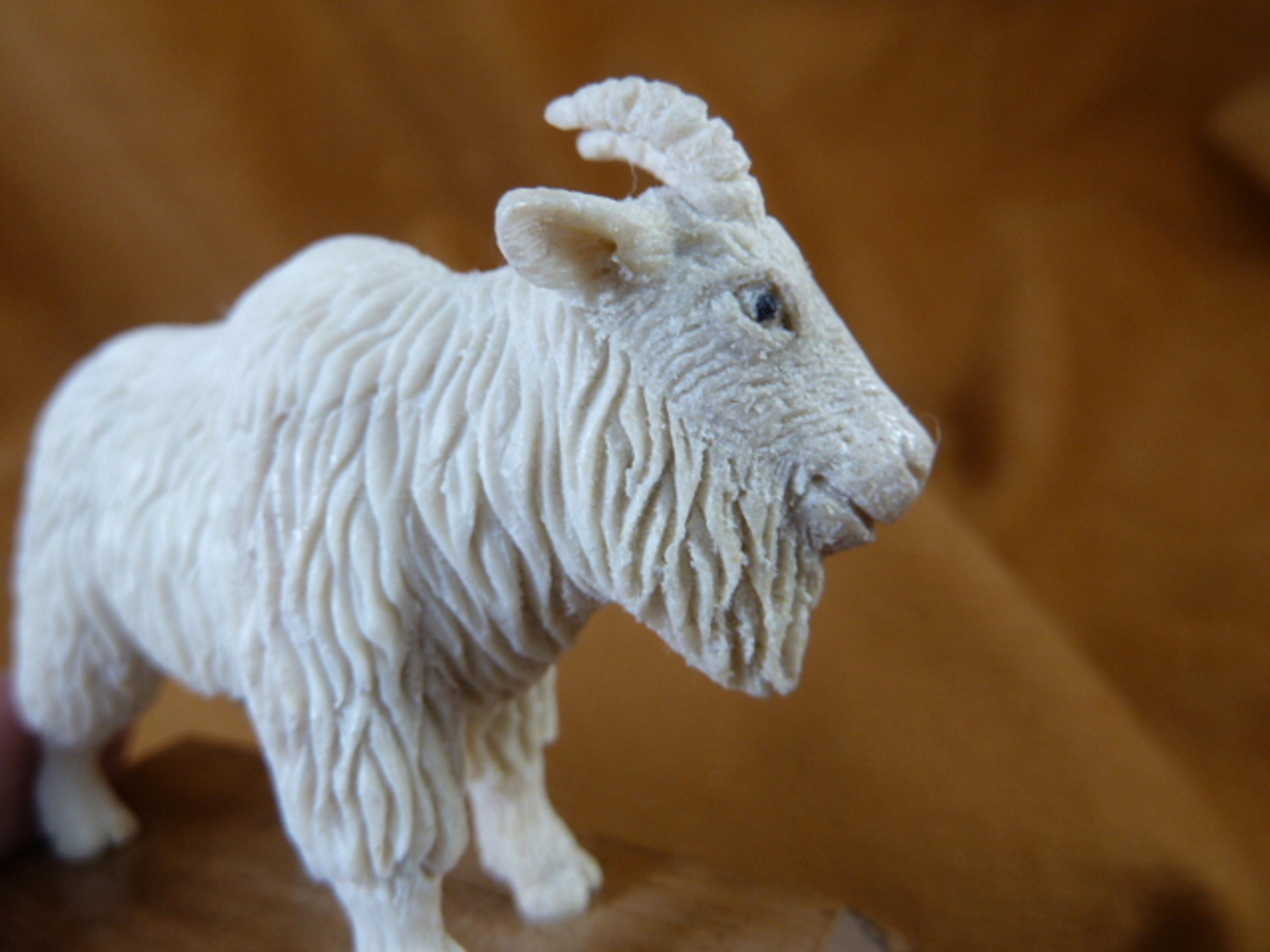 Little Billy Mountain Goat Carved of Shed Moose ANTLER Figurine on