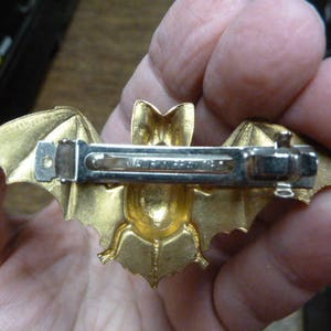 Flying baby bat with wings spread brass Barrettes French barrette CB-Bat-1 image 2