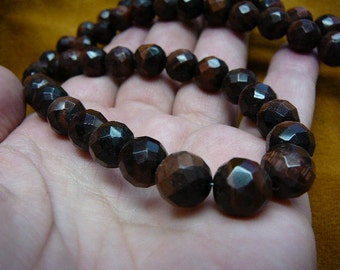 20 inch long Red Tiger's eye faceted 10 mm bead Beads beaded Necklace jewelry V317