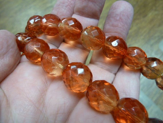 vintage Orange red Austrian crystal bead 19.5" lo… - image 4