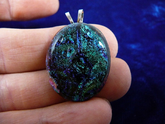 Lovely Sparkling Dichroic Glass Pendants, a Simple Fused Glass Necklace. 