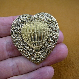 Hot Air Balloon Gas Flugzeuge Hei&szlig;luftballon Fahrt Luftschiff Liebe Herz gescrollt viktorianischen Messing Pin Anh&auml;nger Brosche B-BAL-2