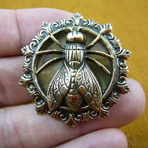 House fly housefly love lover flying bug insect Victorian repro scrolled brass pin brooch B-Bug-201