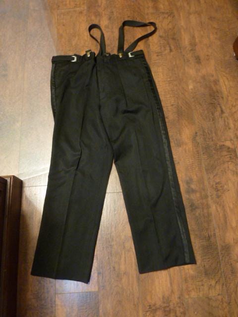 Vintage Tuxedo Pants With Suspenders Men's 40 X 39L Black
