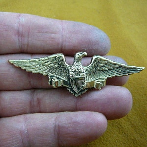 Bald eagle with Shield Military bird pin pendant eagles Victorian brass brooch B-BIRD-130