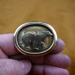 Polar bear walking oval brass pin pendant brooch I love snow ice bears B-Bear-252
