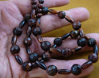 21 inch long round Red tiger's eye tiger-eye gemstone beaded Necklace jewelry V317-1