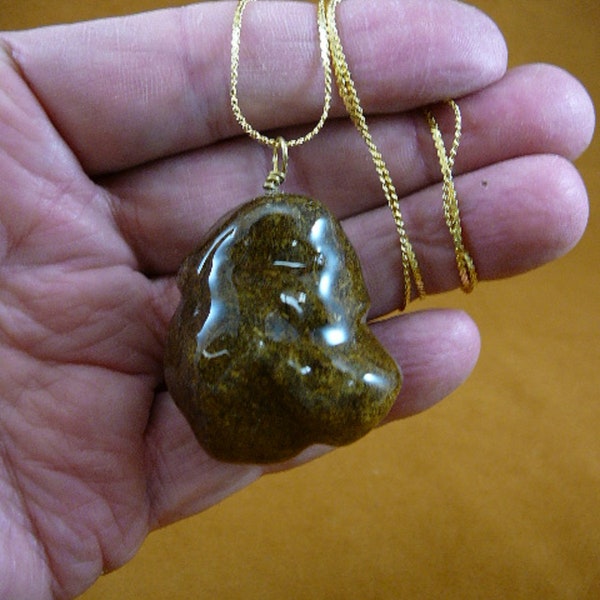 Real Super Jumbo Moose POOP 1 doo doo nugget pendant on 24" long gold plated chain Necklace jewelry Weird PP10-1e