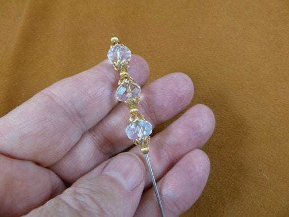 Three Bead 10 X 8 Mm Faceted Iridescent Clear White Glass  display picture 1