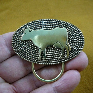 dairy Cow on dot textured dot oval brass Eyeglass holder id badge pin pendant love cows E-482