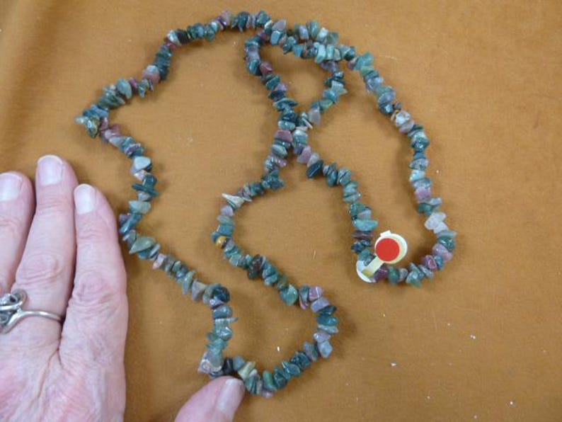 34 Inch Long Green Purple White Agate Jasper Chip Gemstone Gem Beaded ...