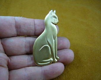 sitting Cat kitty kitten I love cats lover Victorian brass brooch pin pendant B-Cat-101