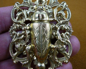 Cockroach roach Palmetto bug filigree Victorian repro brass pin pendant B-Bug-101