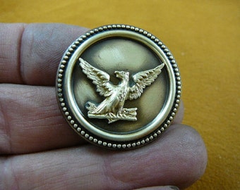 extra small Bald eagle flying on rope textured trimmed round Victorian brass brooch pin pendant I love eagles B-Bird-50
