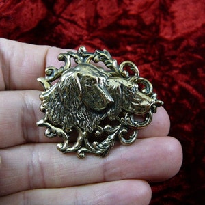 Golden Setter oder Irish Setter Jagdhunde auf Messingornament Brosche B-Dog-352