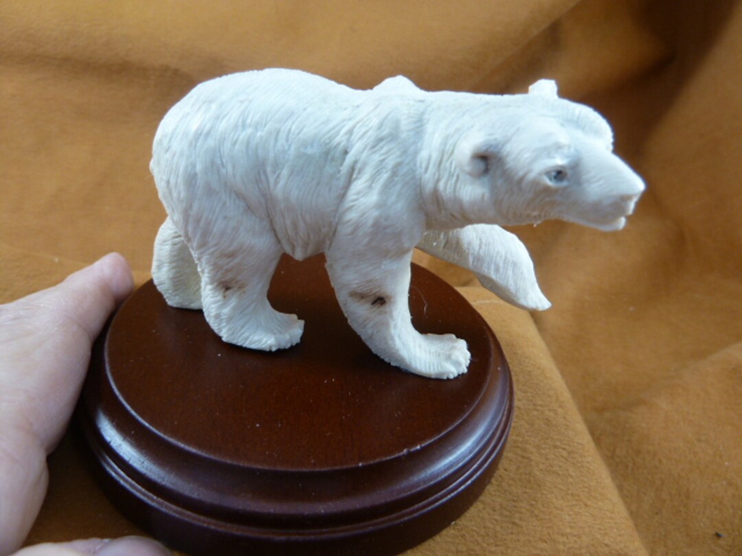 White Polar Grizzly Bear of Shed ANTLER Figurine Bali Detailed