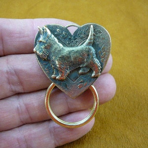 Scottish terrier Westie Scottie dog on floral heart brass Eyeglass glasses holder id badge pin pendant I love my dogs E-531