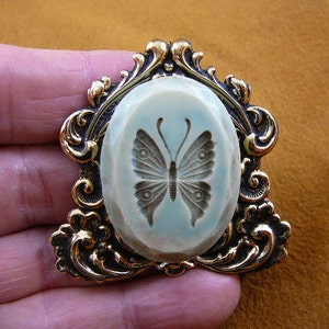BUTTERFLY love butterflies insect bug CAMEO pin pendant brass brooch cm94-10