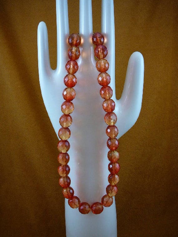 vintage Orange red Austrian crystal bead 19.5" lo… - image 1