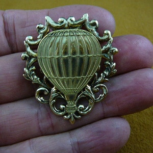 Hot Air Balloon gas aircraft ballooning ride airship filigree Victorian BRASS pin pendant brooch B-BAL-1