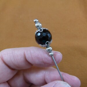 1 black faceted Black onyx bead beads hatpin ladies pin hat U255-29