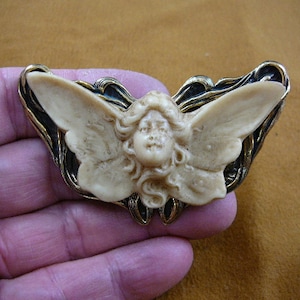 Woman Fairy with butterfly wings fairies CAMEO brass Pin pendant Brooch jewelry CL80-4
