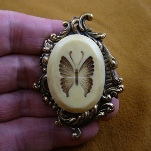 BUTTERFLY love butterflies insect bug CAMEO pin pendant brass brooch cm94-5
