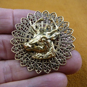 Deer brass pin pendant jewelry antlers hunter love hunting (B-deer-2)