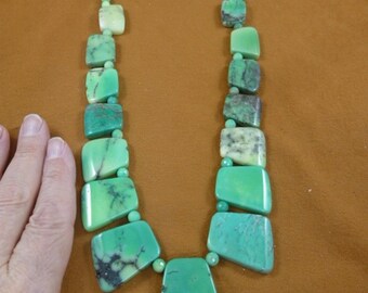 23 inch long graduated green Moss Agate + Moss Opal gemstone beaded Necklace jewelry V328-7