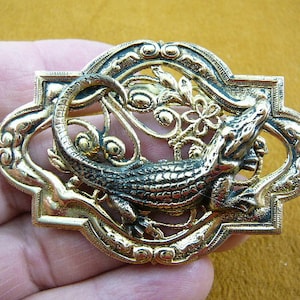 Alligator gator Florida gators filigree Victorian BRASS pin pendant brooch B-Allig-5