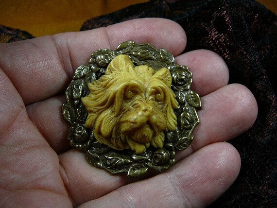 Yorkshire Terrier Dog Yorkie CAMEO Puppy Dog Pup With Roses Flower