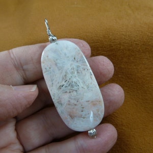 ovale Blanc Dentelle Mexicaine Agate pierre précieuse pendentif bijoux collier alliage d’argent filaire J-199-10