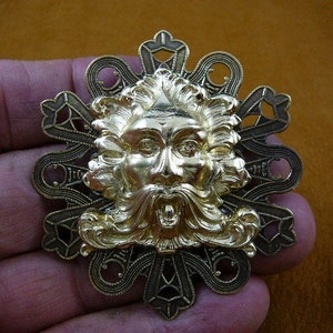 Green man AEOLUS God of Wind nature mask Victorian repro brass pin pendant B-GM-3