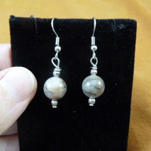 Pendientes colgantes de alambre de plata con cuentas de excremento de dinosaurio real de 10 mm, coprolito fósil de dinosaurio de Utah, raros, DP1-9-h
