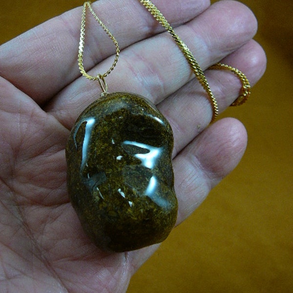 Real Super Jumbo Moose POOP 1 doo doo nugget pendant on 24" long gold plated chain Necklace jewelry Weird PP10-1L