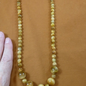 8 + 14mm blonde tan Brown tiger&#39;s eye tiger-eye gemstone round Beads bead beaded 22 inch long Necklace jewelry V318-14