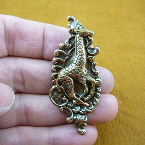 Giraffe running African zoo giraffes lover scrolled repro Victorian brass pin pendant brooch B-gir-52