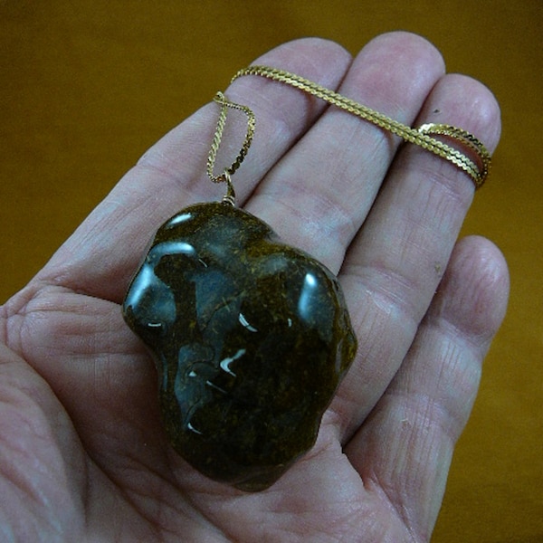 Real Super Jumbo Moose POOP 1 doo doo nugget pendant on 24" long gold plated chain Necklace jewelry Weird PP10-1i