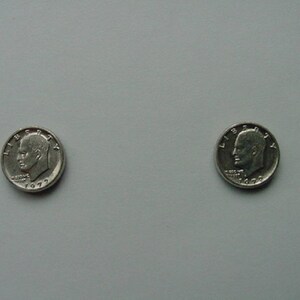 miniature U.S. Eisenhower dollar 20th century mini token coin stud pierced Earrings  EE-765