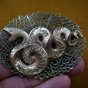 Snake snakes reptile lover love reptiles Victorian repro brass pin pendant B-Snake-103