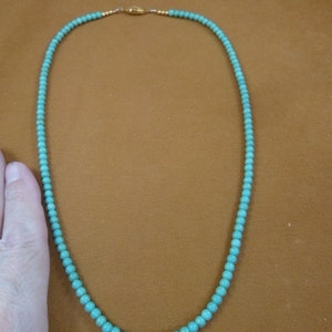 20 inch long 4mm Chinese green blue turquoise round Beads bead beaded Necklace jewelry V326-19b