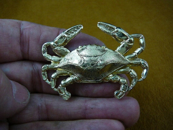 Little Blue Crab Ocean Sea Crabs Victorian BRASS Pin Pendant