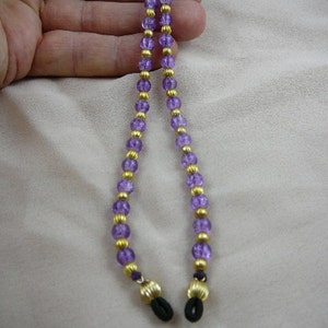 Light Purple crackle glass Eyeglass leash holder necklace chain accessory E-71