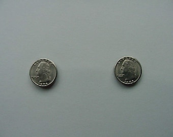 miniature Washington quarter 20th century mini token coin stud pierced Earrings  EE-763