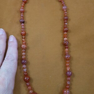 20 inch long red orange Fire Agate gemstone beaded Necklace jewelry V-715