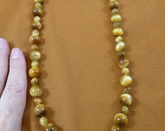 8 + 12mm blonde tan Brown tiger's eye tiger-eye gemstone round Beads bead beaded 20 inch long Necklace jewelry V318-12