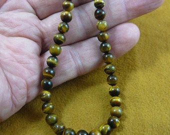 16 inch long Brown tan tiger's eye tiger-eye round Beads bead beaded Necklace jewelry V311-2