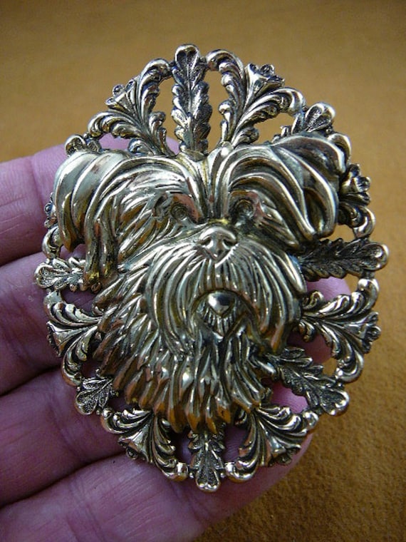 Yorkshire Terrier Yorkie Dog Head on Filigree Scrolled Floral